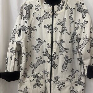 Stylish Black and White Animal Print Jacket